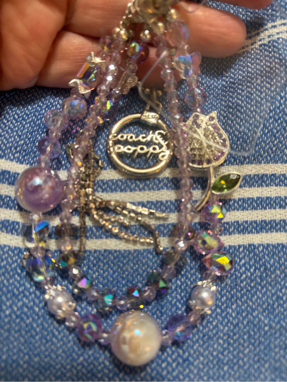 Coach charm on Lavender Crystal Multi-Strand Charm Bracelet